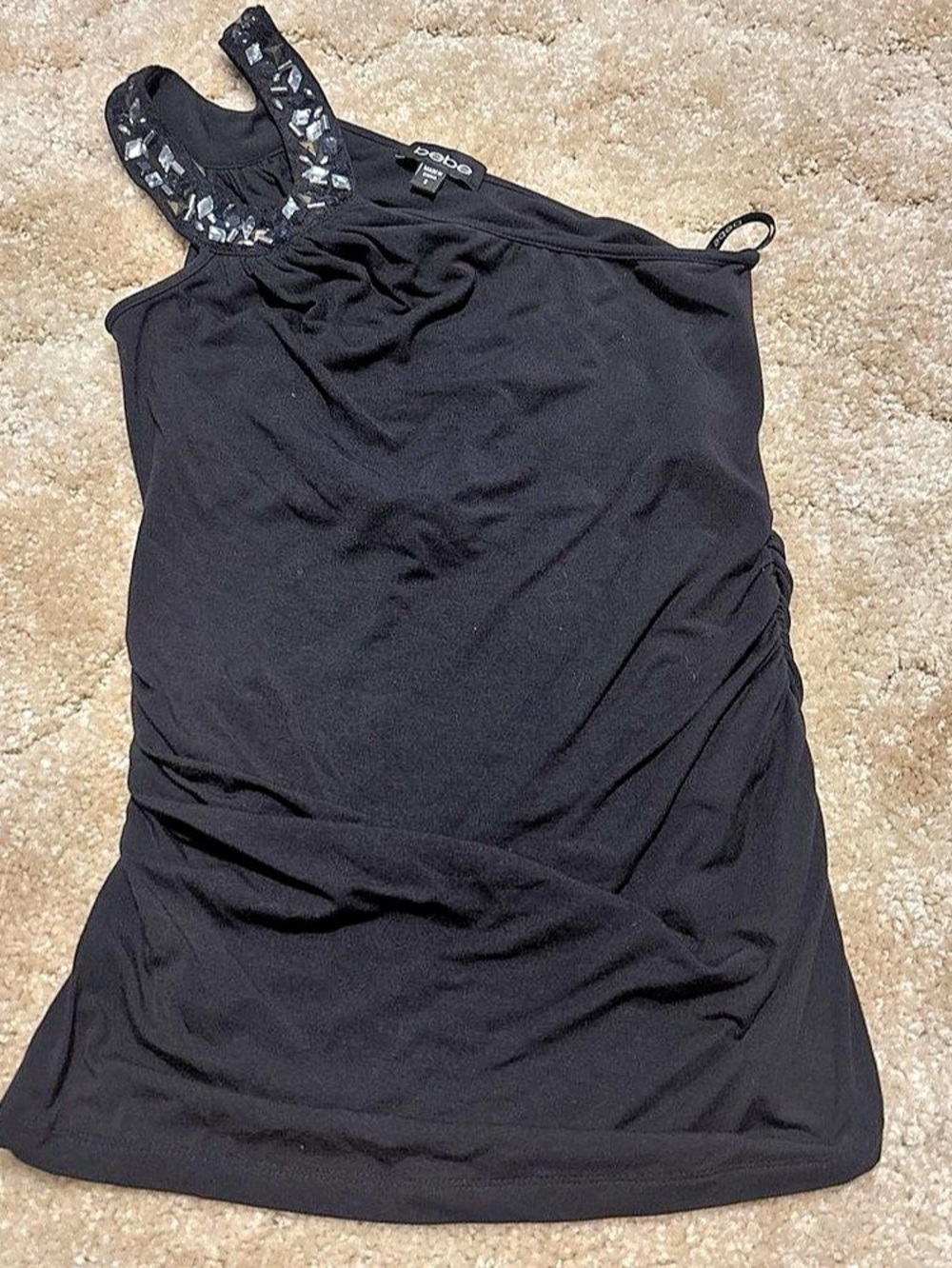 bebe Embellished Black Tank Top Size Small Like New